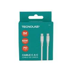 CABLE TECNOLAB USB C A C 1M BLANCO