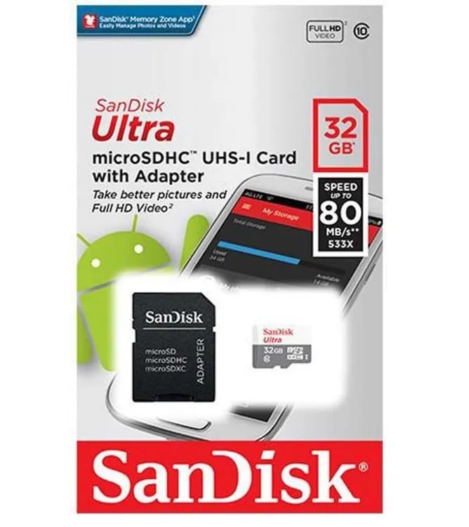 SanDisk MIcroSDHC 32gb ULTRA w/adap USH1