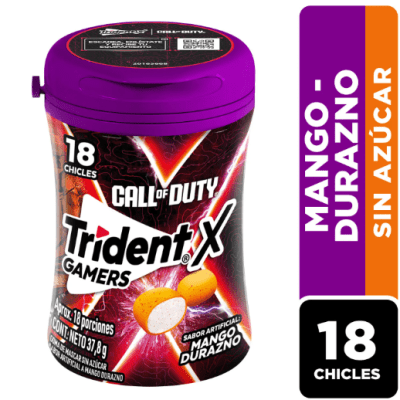 CHICLE TRIDENT MANGO DURAZNO 37.8GR1