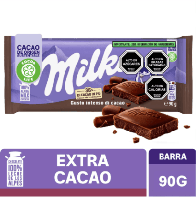 BARRA DE CHOCOLATE MILKA EXTRA CACAO 90GR.1