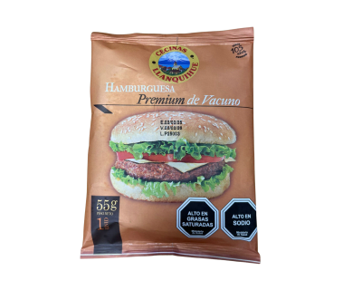 HAMBURGUESA PREMIUM VACUNO LLANQUIHUE 55GR1