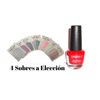 STICKERS (SOBRE DE 22 LINEAS) COLORESx4 + 1 ESMALTE TRADICIONAL OPOOLA (A ELECCION)