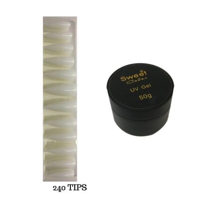 PACK GEL CONSTRUCTOR SWEET 50GR+TIPS PRESS ON STILETTO NATURAL