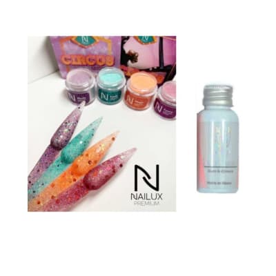 PACK POLIMERO NAILUX COLECCIÓN CIRCUS+MONOMERO NAILUX BAJO EN OLOR 30ML