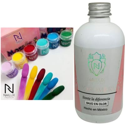 PACK POLIMERO NAILUX COLECCIÓN MOSAIC 1+MONOMERO NAILUX BAJO EN OLOR 240ML