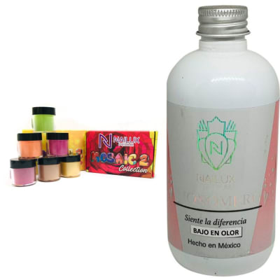 PACK POLIMERO NAILUX COLECCIÓN MOSAIC 2+MONOMERO NAILUX BAJO EN OLOR 240ML