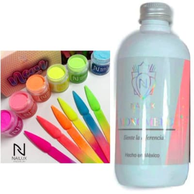 PACK POLIMERO NAILUX COLECCIÓN NEON+MONOMERO NAILUX PERFUMADO 240ML
