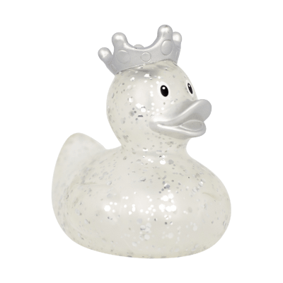 Glitter Duck with Crown, silver