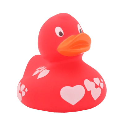 Duck Red With White Hearts