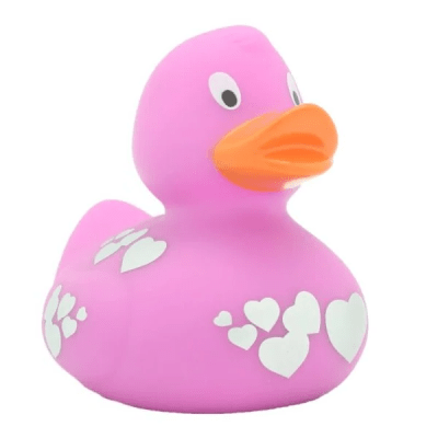 Pink Duck With Silver Hearts