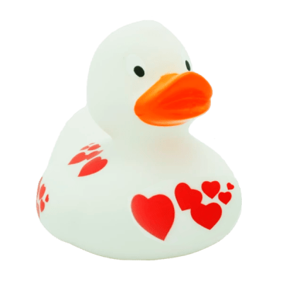 White Duck with Red Hearts