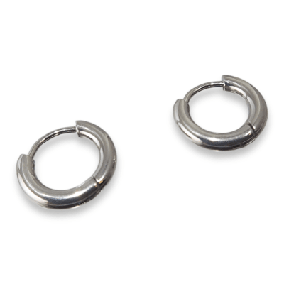 Argollas Acero Gruesa Lisa Plateda 13MM