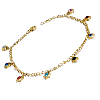 Tobillera Acero Quirúrgico Estrellas Circones Colores