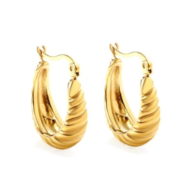 Aros Argola Acero Lineas 20MM Dorado