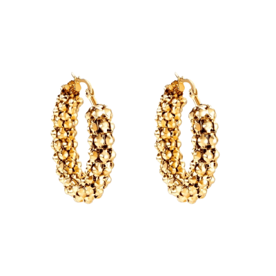 Aros Argolla Acero Dorado Tejido 40MM