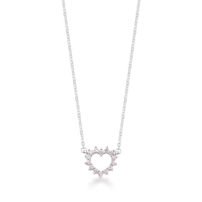 COLLAR PLATA 925 CORAZON CIRCONES ROSA
