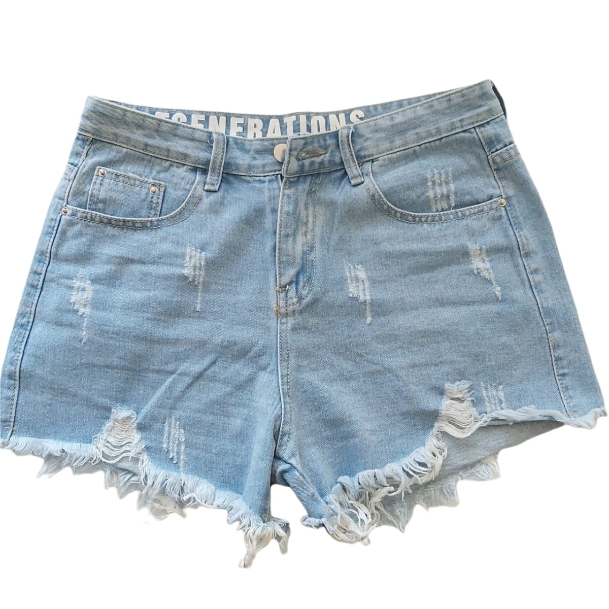 Shorts | Jenna Shorts De Mezclilla De Lavado Claro Con Raya De Cuadros Azul  | Empyre Mujer • Hotel Deolmillos