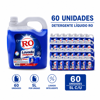 Detergente Líquido RO Lavado Inteligente 5L - Pack 60 Unidades