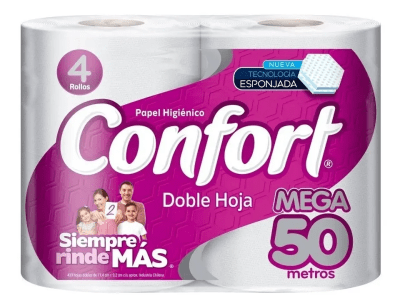 Papel Higiénico Confort Doble Hoja 50 metros
