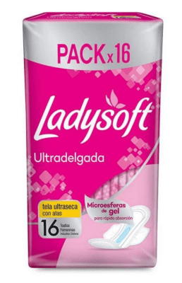 Toallas Femeninas Ladysoft Ultra delgada con Alas 16 Toallas