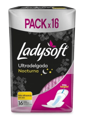 Toallas Femeninas Ladysoft Nocturna Ultra delgada con Alas 14 Toallas