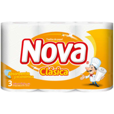 Toalla Nova clásica 3 rollos de 12.5 metros