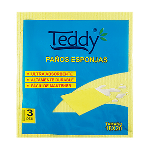 Paño Esponja Teddy 3 unidades