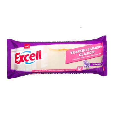 Trapero Húmedo Excell Todo tipo de Pisos aroma Lavanda 10 unidades