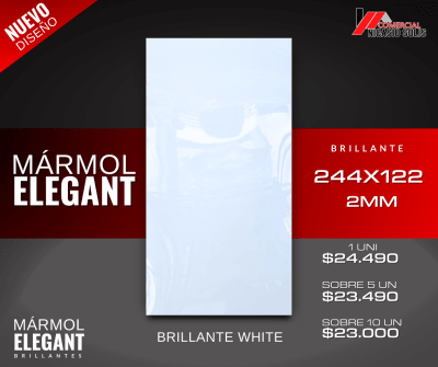 MARMOL EG 2MM 122X244CM BRILLANTE WHITE
