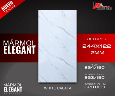 MARMOL EG 2MM 122X244CM WHITE CALACATA