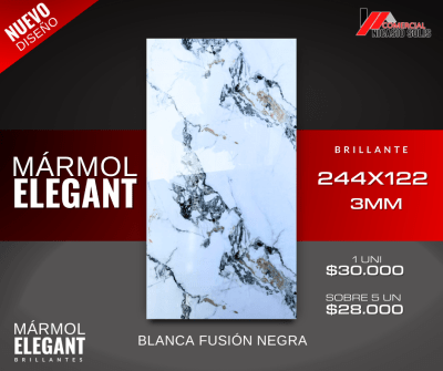 PVC MÁRMOL BLANCO FUSION NEGRA