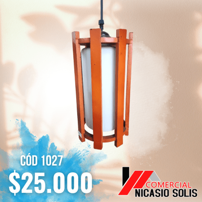 Lámpara cilíndrica madera 5 palos