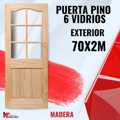 PUERTA PINO 6 VIDRIOS 70X2001