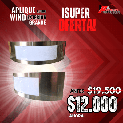 aplique wind grande exterior acero inox