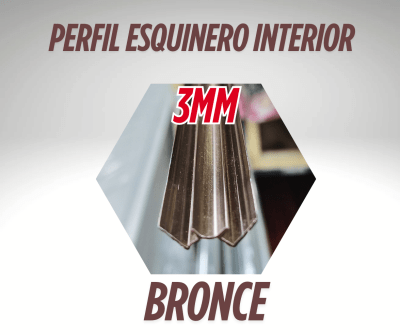 PERFIL ESQUINERO INTERIOR BRONCE  PLACA MARMOL 3mm