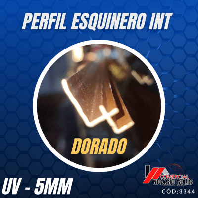PERFIL ESQUINERO INTERIOR DORADO UV 5MM