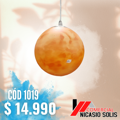 Lámpara bola de cristal naranja fuego