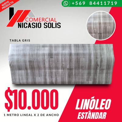 LINÓLEO TABLA GRIS 0.9MM PISO2X1ML