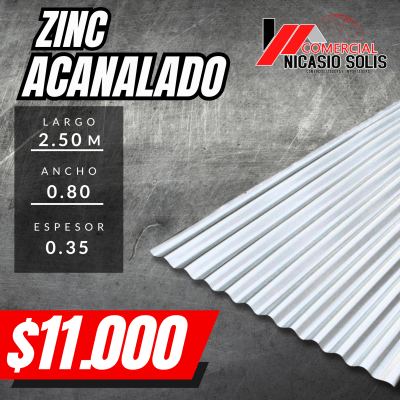 ZINC ACANALADO 2.50 mts