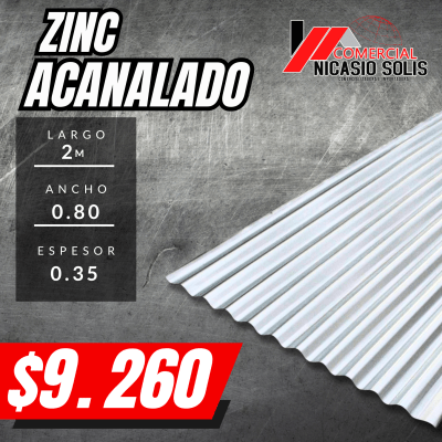 ZINC ACANALADO 2 mts