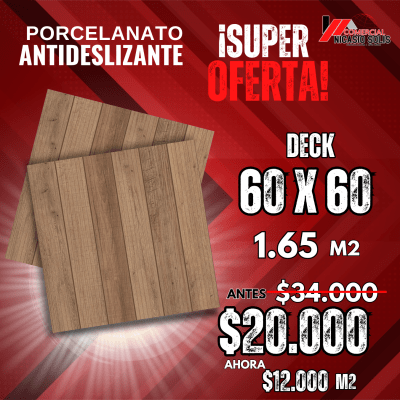 DECK 60x60 MADERA ANTIDESLIZANTE CAJA1.65m2