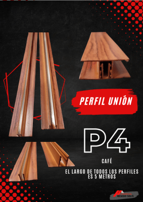PERFIL UNION DOS PIEZAS P4 CAFE ALUMINIO 5MT1