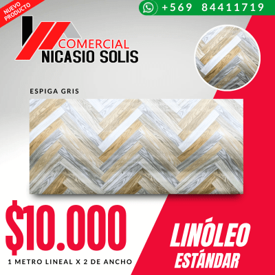 LINÓLEO ESPIGA GRIS 0.9mm piso2x1ml