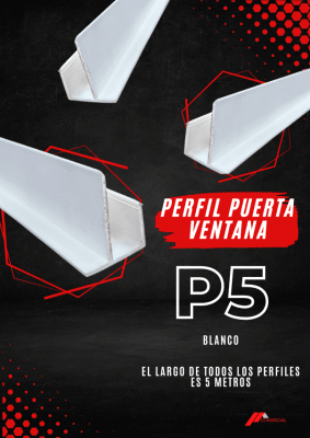PERFIL PUERTA VENTANA P5 BLANCO ALUMINIO 5MT1