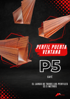 PERFIL PUERTA VENTANA P5 CAFE ALUMINIO 5MT1