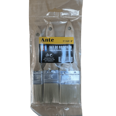 SET DE BROCHAS MANGO DE MADERA 3 PCS 1 - 1.5 - 2 PULG