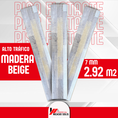 PISO FLOTANTE DEGRADADO MADERA BEIGE MATE 7MM1