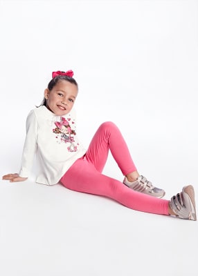 CONJUNTO MAYORAL POLERA Y 2 CALZAS FUCSIA 4746