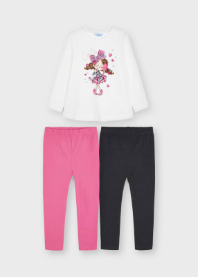 CONJUNTO MAYORAL POLERA Y 2 CALZAS FUCSIA 4746