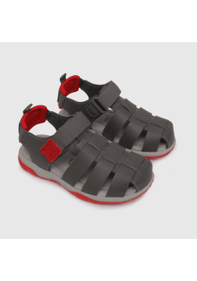 SANDALIA COLLOKY NIÑO GRISES CON ROJO VELCRO 430302-01